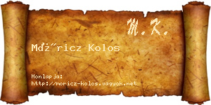 Móricz Kolos névjegykártya